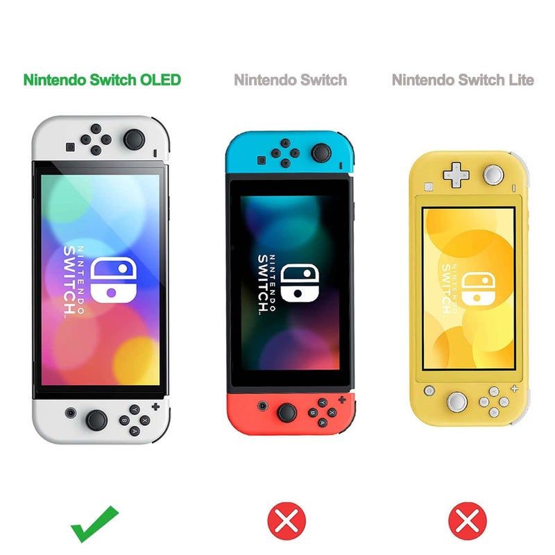 COMCOOL Dockable Case for Nintendo Switch Oled - [9 FT Military Grade Drop Protection] [with Tempered Glass Screen Protector and Thumb Grips] Cute Protective Cover for Nintendo Switch Oled - Purple - Image 2
